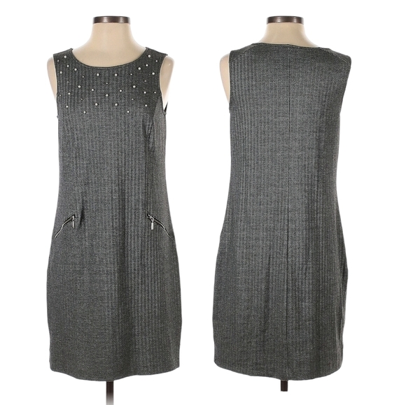 NWT Apt. 9 Women's Pearls Beaded Scoop Neck Sleeveless Midi Sheath Dress Size M - Picture 1 of 9